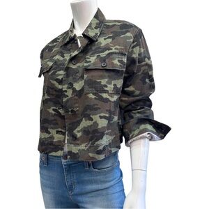 JOHN + JOHN M Green Camouflage Button-Up Jacket Crystal Skull Size M